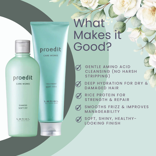 Lebel Proedit Soft Fit Hair Moisturizing Set (Shampoo 300 mL / 10.1 fl.oz + Treatment 250 g / 8.8 oz)