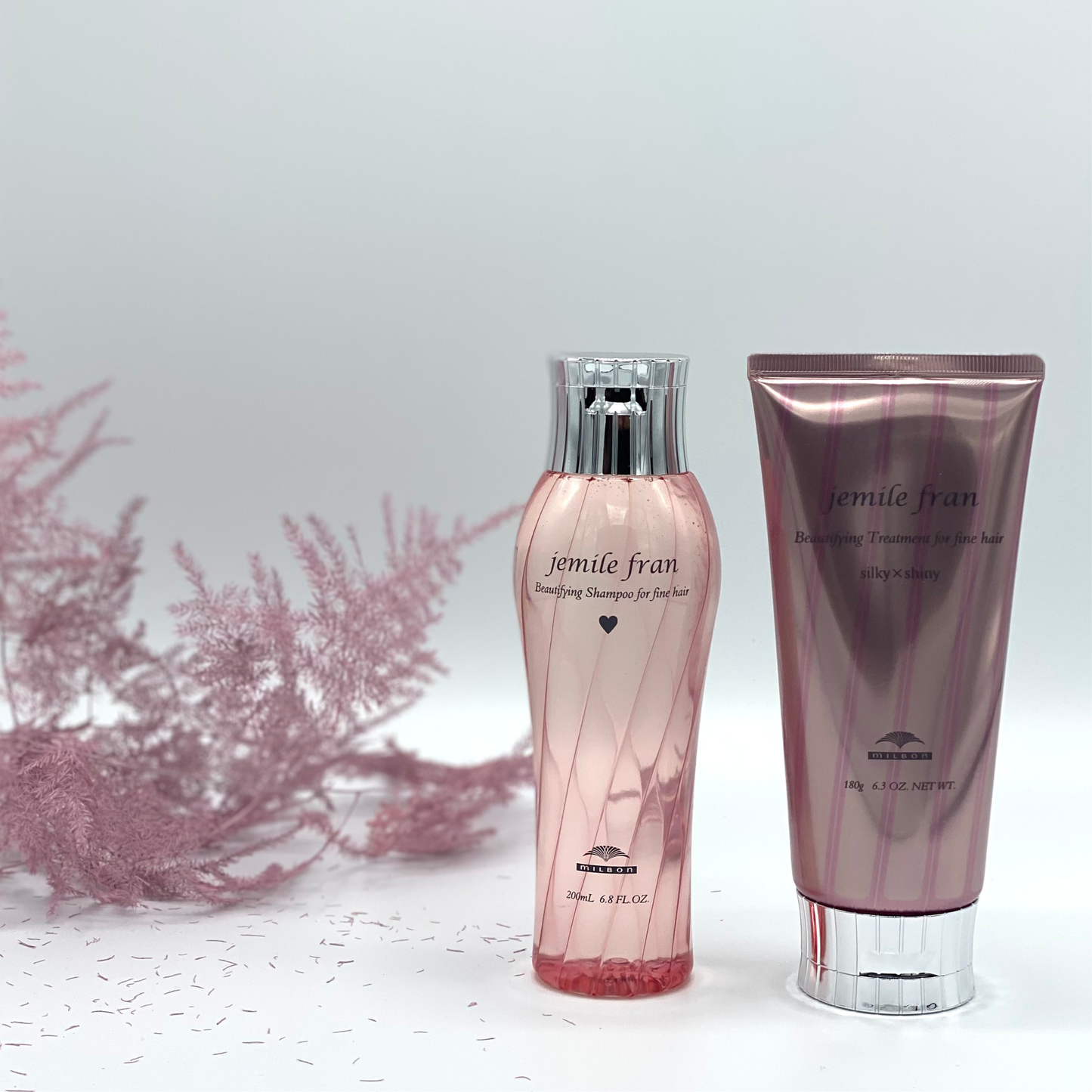 Milbon Jemile Fran Silky & Shiny Hair Care Set (Shampoo 200 mL / 6.8 fl.oz + Treatment Mask 180g / 6.3 oz)