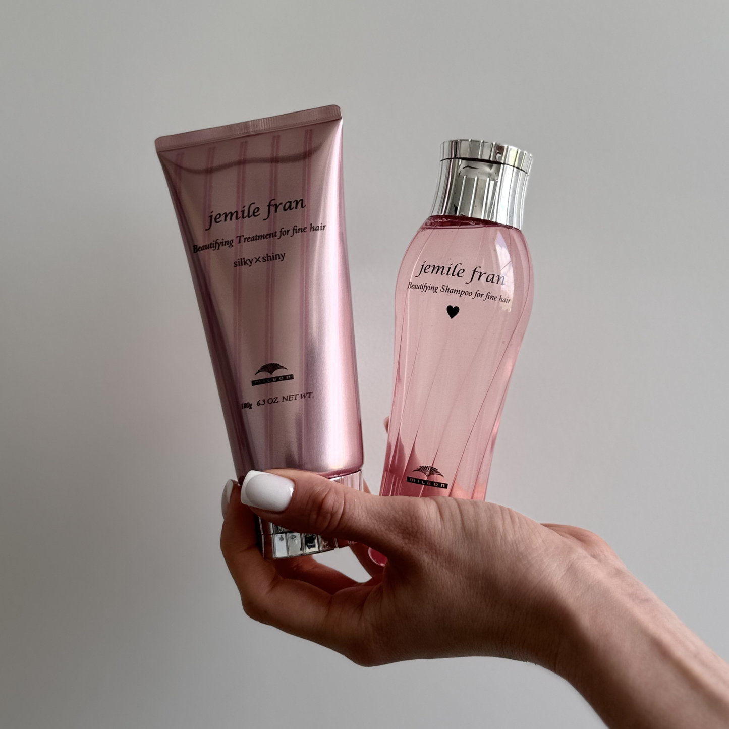 Milbon Jemile Fran Silky & Shiny Hair Care Set (Shampoo 200 mL / 6.8 fl.oz + Treatment Mask 180g / 6.3 oz)