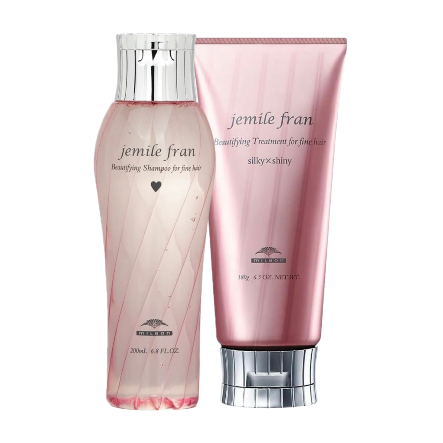 Milbon Jemile Fran Silky & Shiny Hair Care Set (Shampoo 200 mL / 6.8 fl.oz + Treatment Mask 180g / 6.3 oz)